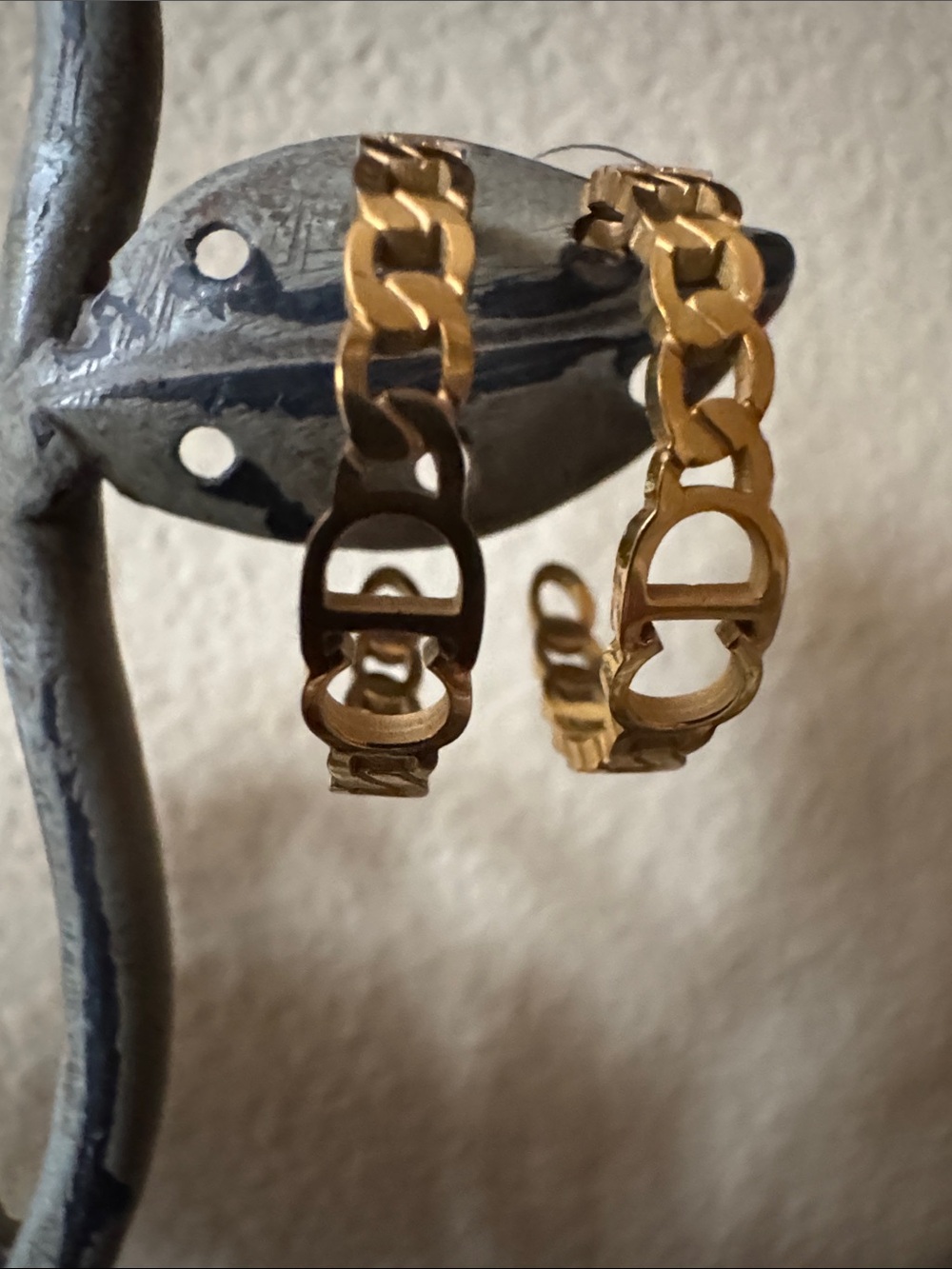 CD Hoops Gold Tone Twisted & Textured Hoop Earrings